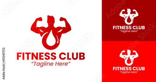 Creative Fitness Club Logos in Red and Black for Gym and Sports Branding