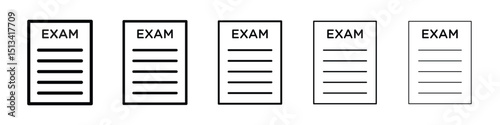 Exam icon Outline and flat style designs