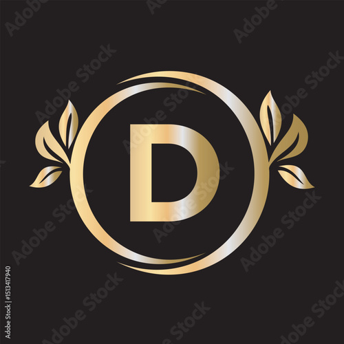 Green Leaf Logo Combine With Letter D Vector Template