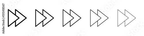 Fast forward icon Outline and flat style designs