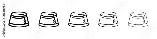 Fez hat icon Outline and flat style designs