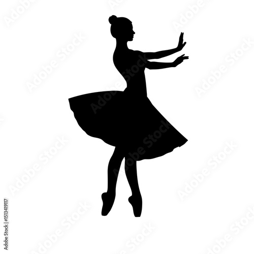 Silhouette of a ballet dancer posing gracefully in motion  
