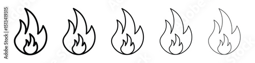 Fire icon Outline and flat style designs