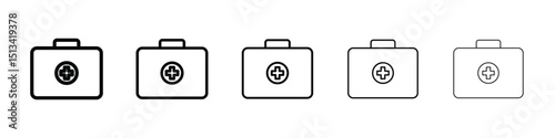 First aid box icon Outline and flat style designs