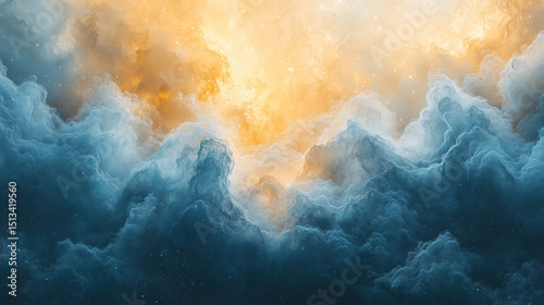 빛과 구름 안개의 추상적 충돌