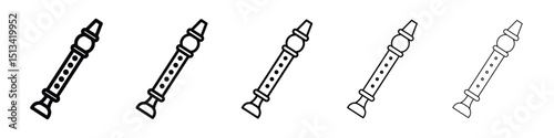 Flute icon Outline and flat style designs