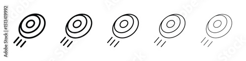 Flying disc icon Outline and flat style designs