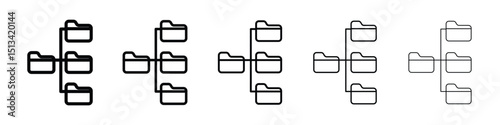 Folder tree icon Outline and flat style designs