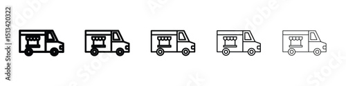 Food truck icon Outline and flat style designs