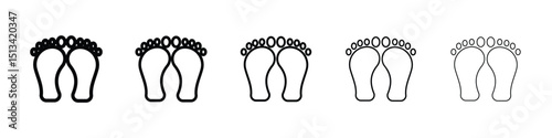Foot icon Outline and flat style designs
