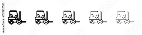 Forklift icon Outline and flat style designs