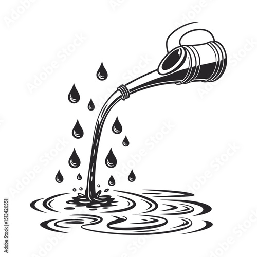 Puddles drops splashing water. Dripping liquid elements, isolated black ink flow. Vector silhouettes, oil or rain drips