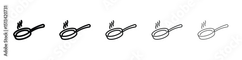Frying pan icon Outline and flat style designs