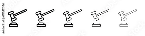 Gavel icon Outline and flat style designs