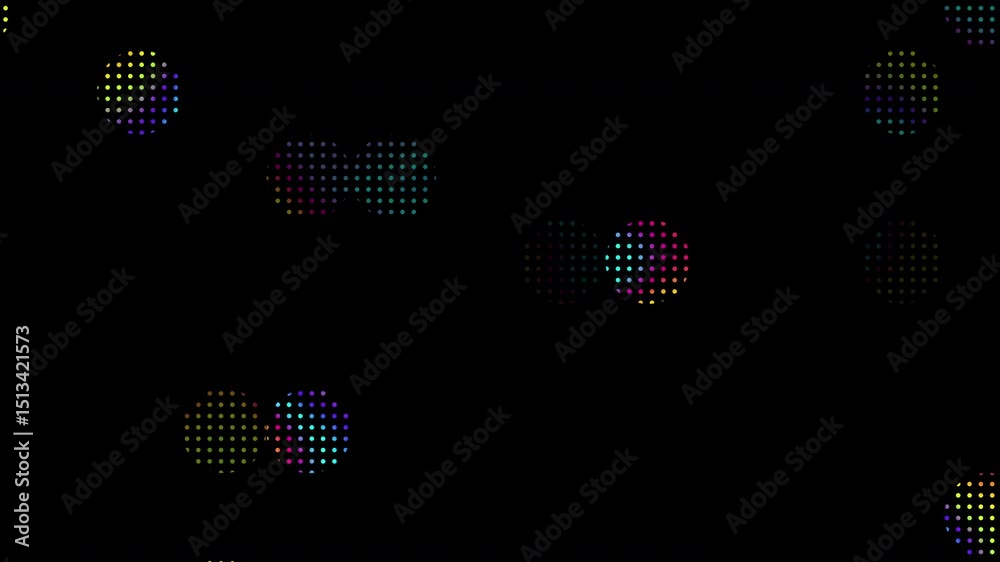 Colorful flashing LED lights party looped background. Glowing disco video wall animation. 4k and looping multicolored glittering LEDs motion background.