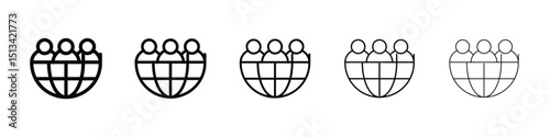 Global leadership icon Outline and flat style designs