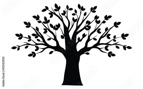 Rooted tree vector silhouette