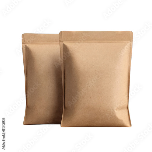 Two light brown paper pouches, sealed