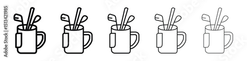 Golf bag icon Outline and flat style designs