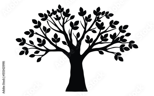 Rooted tree vector silhouette