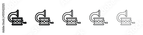 Gramophone icon Outline and flat style designs