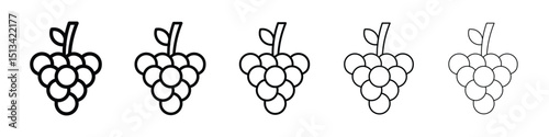 Grapes icon Outline and flat style designs
