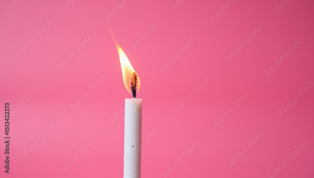 Minimalist White Candle Flame on Pink Background, Symbol of Resilience, Energy, and Transformation with Copy Space Minimalist White Candle Flame on Pink Background, Symbol of Resilience, Energy, and Transformation with Copy Space