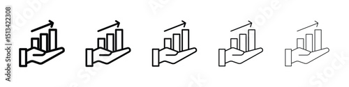 Growing profit icon Outline and flat style designs