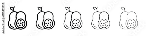 Guava icon Outline and flat style designs