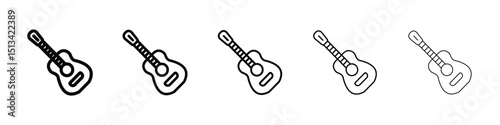 Guitar icon Outline and flat style designs