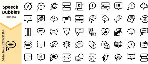 A collection of diverse speech bubble icons in various styles, perfect for communication-themed designs or digital projects.