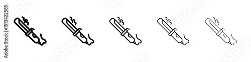 Hair curler icon Outline and flat style designs