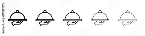 Hand holding tray icon Outline and flat style designs