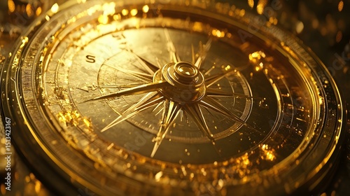 A golden compass pointing toward growth and earnings