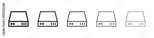 Hard Disk icon Outline and flat style designs