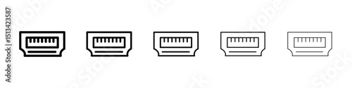 HDMI icon Outline and flat style designs