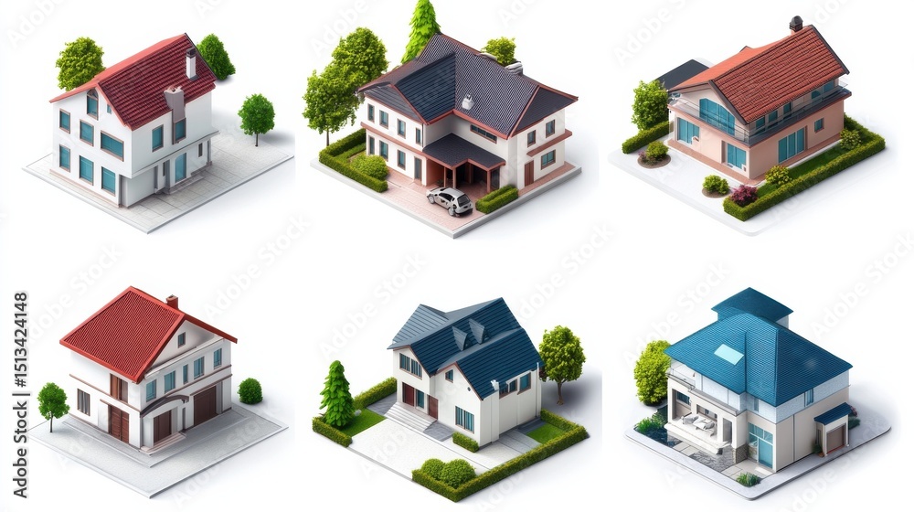 Real estate icons set showcasing various property and transaction elements Real estate icons set showcasing various property and transaction elements