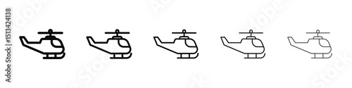 Helicopter icon Outline and flat style designs