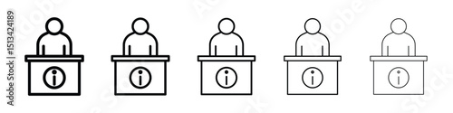 Help desk information icon Outline and flat style designs