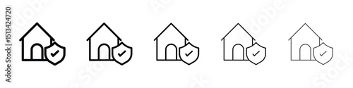 Home insurance icon Outline and flat style designs