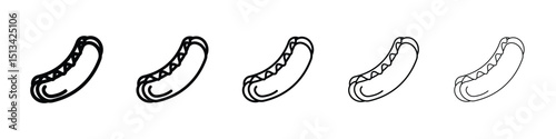 Hotdog icon Outline and flat style designs