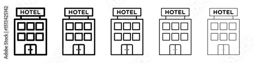 hotel icon Outline and flat style designs