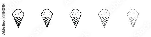 Ice cream icon Outline and flat style designs