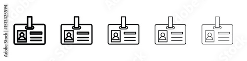 ID badge icon Outline and flat style designs