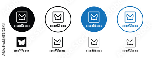 Set of colored pixel perfect For sensitive skin icon with 1 unexpanded, 1 silhouette,  An icon label suggesting the product is designed for sensitive skin. 