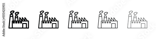 Industrial factory icon Outline and flat style designs