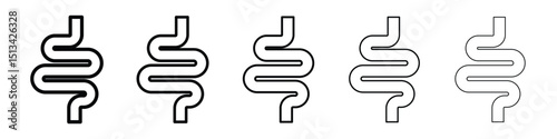 Intestines icon Outline and flat style designs