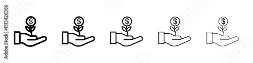 Investment icon Outline and flat style designs