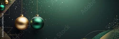 Christmas themed background and template with modern and premium design, decoration in the form of Christmas balls hanging on the background with geometric effects