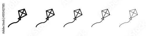 Kite icon Outline and flat style designs